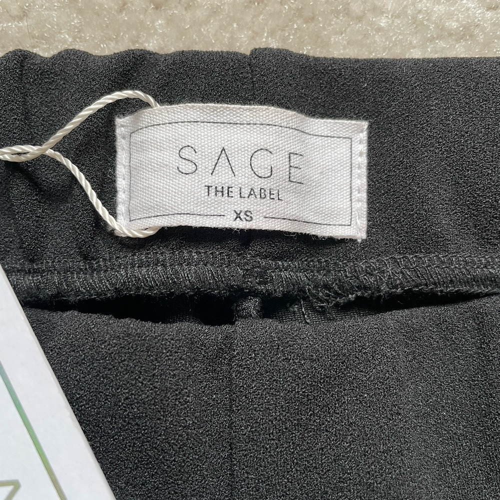 Sage The Label Front Slit Black Pants Women's XS  Stretch Split Hem NWT - Picture 9 of 11